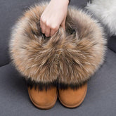 Snow Boots,Real Cowhide,Fox Wool Classic Women-BS01028-Veeddydropshipping
